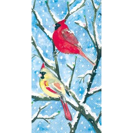Boston International IHR 3-Ply Guest Towel Buffet Winter Holiday Christmas Paper Napkins, 16-Count, Winter Birds