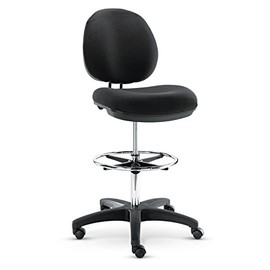 Alera Interval Series Swivel Task Stool, PVC-Free Faux Leather, Black