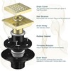 Georkios Brushed Gold 6 Inch Square Floor Drain, SUS304 Stainless