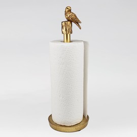 Paper Towel Holder Countertop, Gold Paper Towel Stand with Bird Design Top