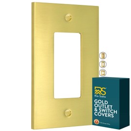 Rio Salto Modern Metal Vibrant Yellow Gold Wall Outlet Cover or Light Switch Cover Rocker Decora Electrical Switch Covers Decorator Plug Wall Plate MIDSIZE Covers Gold (Rocker 1-Gang)