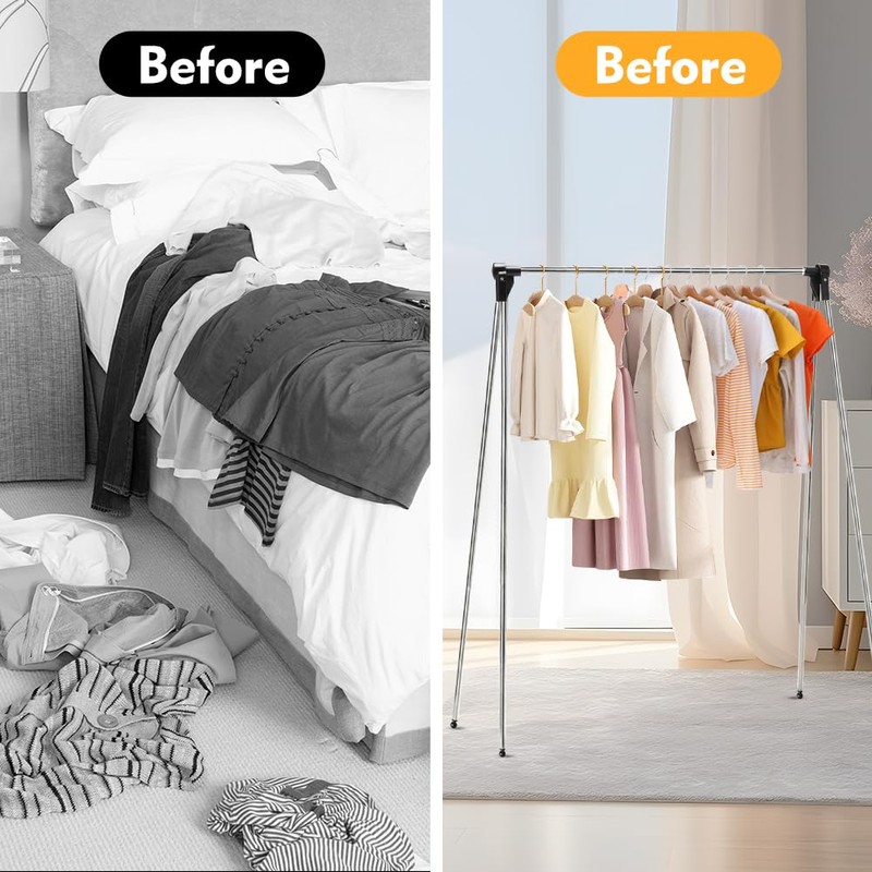 DASIAUTOEM Foldable Clothes Rack, Portable, Extendable Clothes Rack, Small Adjustable