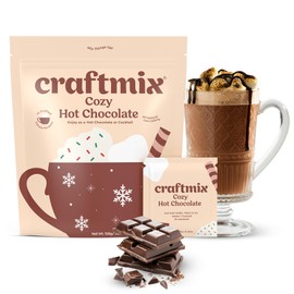 Craftmix Cozy Hot Chocolate Mix - Instant Hot Cocoa Drink Mix Packets - Made with Real Cocoa Beans - Add Milk or Water - Vegan, Low-Carb, Low-Sugar, Dairy-Free, Gluten-Free, 12 Pack