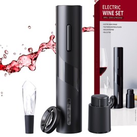 2024 New Electric Wine Opener, Vacuum Wine Stopper, Wine Pourer with Aerator Function, Foil Cutter, 4-in-1 Gift Set, Corkscrew, Battery Operated, Wine Cap, Easy Wine Cork Removal to Storage(EGS)