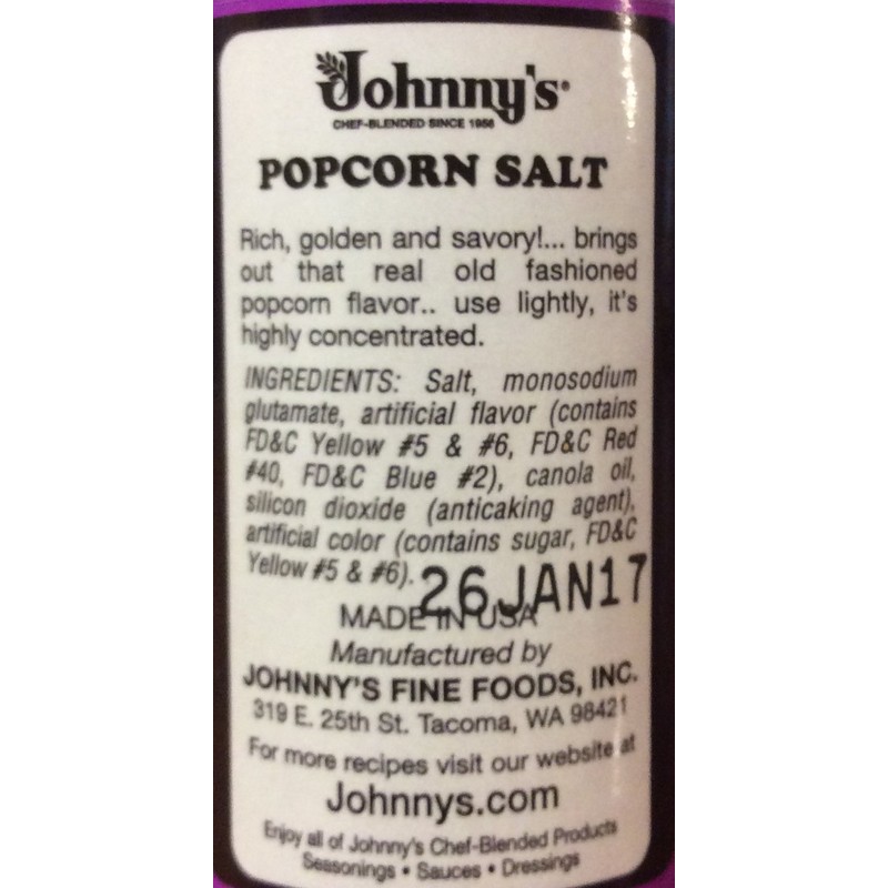 Johnny's Gluten Free POPCORN SALT 4.75oz (2 Pack)