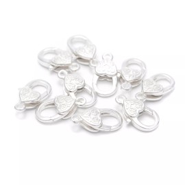 Unbranded 925 Sterling Silver Engrave Heart Shape Clasp Size 6x12mm Sold 3Pcs Per Bag