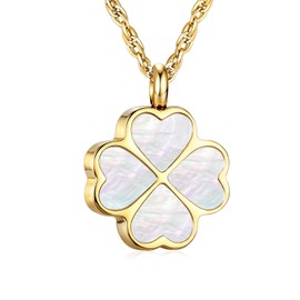 Dletay Four Leaf Clover Urn Necklace for Ashes 316L Stainless Steel Cremation Jewelry for Ashes Lucky Simple Memorial Pendant Necklace for Women