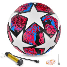 Fxznacbh Football Em Football 2024 Ball Football Fans Item Football Lovers Birthday Gift Regular No. 5 Ball Football with Pump, Red and White Football Size 5