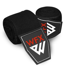WFX Boxing Hand Wraps 3.5 4.5 Meter Martial Arts Bandages Inner Gloves Wrist Support Straps Punching Under Hand Knuckles Heavy Elasticated Training Bag Mitts Muay Thai (4.5 M, Black)