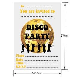 AK Giftshop Disco Dancing Party Invites & Coloured Envelopes Birthday Invitations (30 Pack)