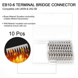 10 Pcs EB10-6 Terminal Bridge Connector, DIN Rail Side Plug-in Terminal Block, External Bridge Jumpers, Compatible with UK5N & UK2.5B