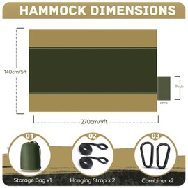 Camping Hammock Lightweight, Portable Hammocks Parachute Hammock with Two Tree Straps, Single or Double Travel Swing Nylon Camp Hammocks, Outdoor Essentials for Beach Backpacking Hiking, Orange