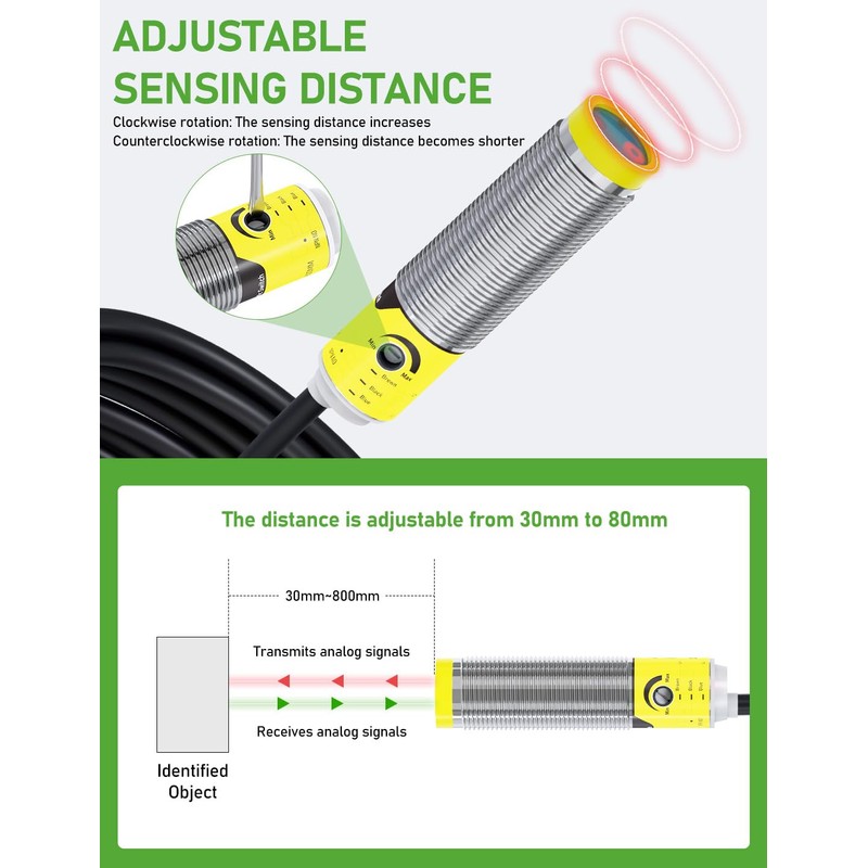 DIHOOL Photoelectric Proximity Sensor, Laser Motion Switch,IP65 Waterproof, Normally Open