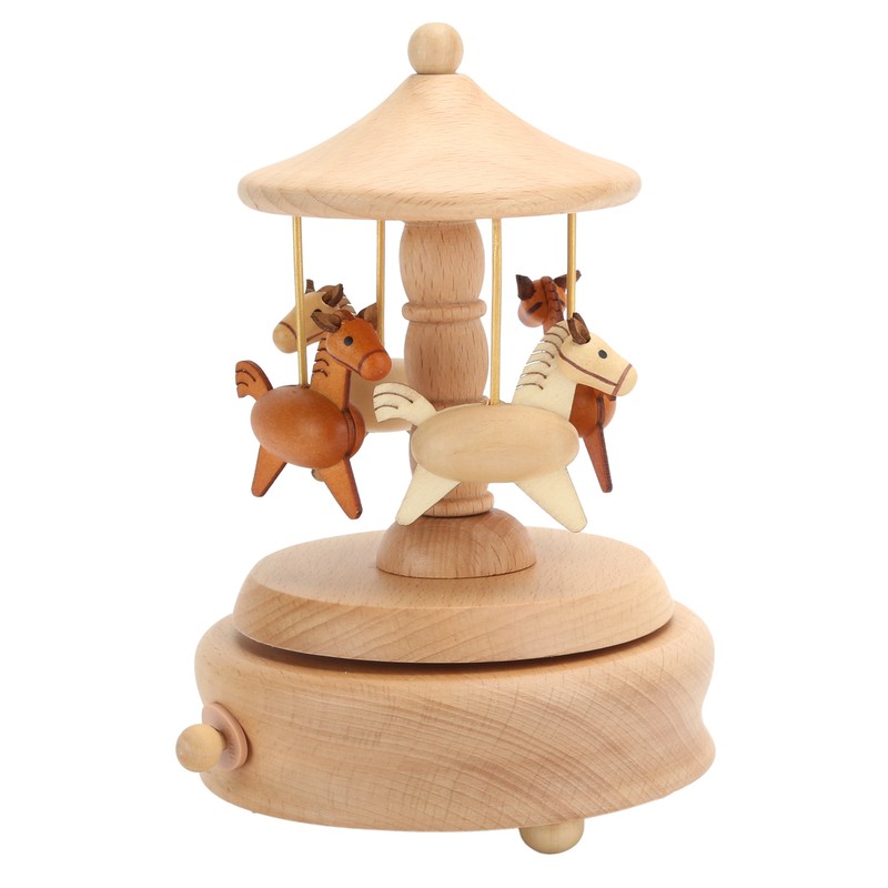 Cute Music Box Wooden Rotating Musical Box Wood Crafts Birthday
