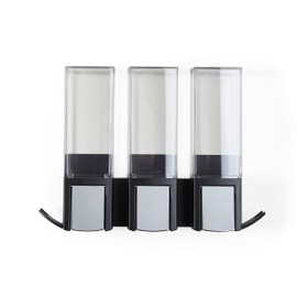 Better Living Products 77384 CLEVER Soap and Shower Triple Dispenser, Black/Chrome