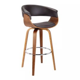 Armen Living Julyssa 26" Mid-Century Swivel Counter Height Barstool in Brown...