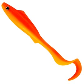 Dr.Fish 20 Pack Grub Soft Fishing Lures 3.7" Minnow Swimbaits Plastic Baits Bass Shad Lures Worm Bait for Trout Walleye Pike Sand EEL Orange Yellow