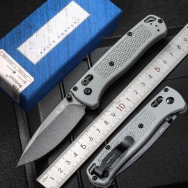 BUGOUT BM 535 Nylon Glass Fibre Handle Folding Knife Custom Drop Point Blade for Camping & Tactical Pocket Knives US Spotcolor: Gray Handle, Sandblasted Gray Blade, blade length: 3.23in, blade width: 1.1in, type: Pocket Knife