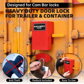 NAKANEKO Heavy Duty Door Lock, Use with Cam Bar Style Shipping Container Locks, Semi Trailers, Conex Latches, Box Trailers, Toy Haulers, Protection Device, Anti Theft, Padlock Included