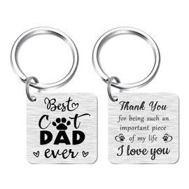 SOUSYOKYO Cat Dad Cat Lover Gifts for Men Women, Best Cat Dad Owner Valentines Day Birthday Keychain