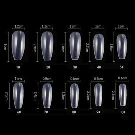 FAMEZA 100 Pcs Clear Coffin Nails, Fake Nails, Full Cover Acrylic Nails False Nail Tips(10 Sizes)