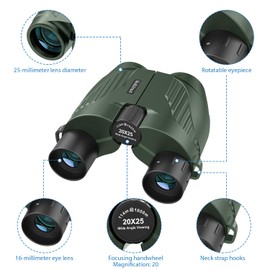Binoculars 20x25 for Adults and Kids, High Power Easy Focus Binoculars with Low Light Vision, Compact Binoculars for Bird Watching and Travel, Sightseeing