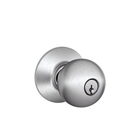 SCHLAGE F51A ORB 626 Orbit Knob Keyed Entry Lock, Satin Chrome