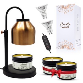 Scent Desk Candle Warmer Lamp,Candle Warmer lamp with Timer & Dimmer Candle Warmer,Candle Lamp Warmer Warmer Copper Shade with 2 * 50W Bulbs for Home Decor