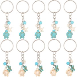 CRASPIRE 20Pcs/Box Lucky Sea Turtle Keychain Ocean Key Chain Bulk Turquoise Summer Starfish Beach Animal Charms Keychains for DIY Car Key Keychains Keyrings Party Favors Gift Handbag