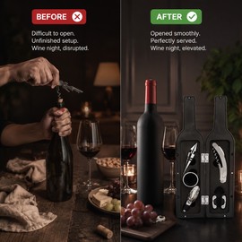 Wine Opener Set with Bottle-Shaped Holder – Corkscrew & Stopper Bar Tool Kit for Home Bars and Gifts (1 Set 5pcs)