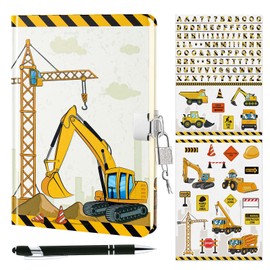 WERNNSAI Truck Diary Set - Luminous Notebook Gift for Boys Kids Travel Journals School Notebooks A5 Memos Writing Notepad Ballpoint Pen Stickers with Lock and Keys