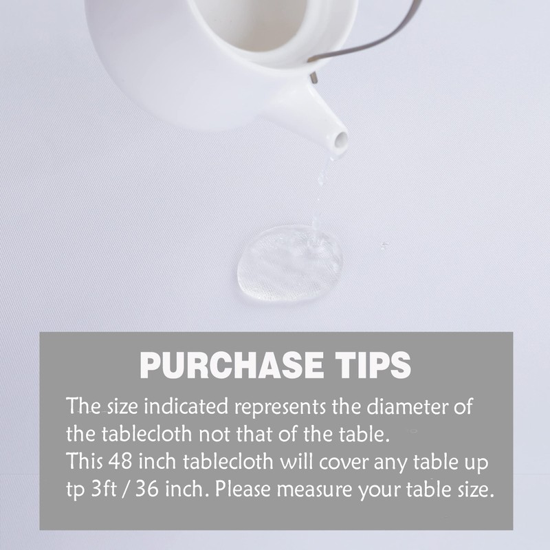 FOLINS&HOME - Mantel redondo blanco de 48 pulgadas, impermeable, resistente