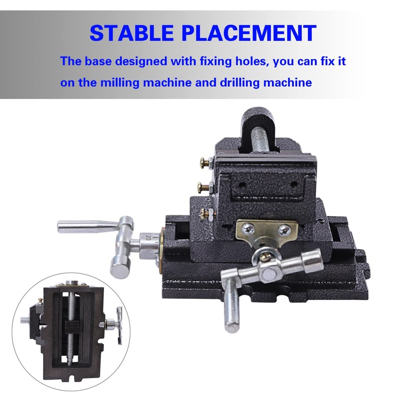3" Cross Slide Drill Press Vise, Compound Bench Table Bench