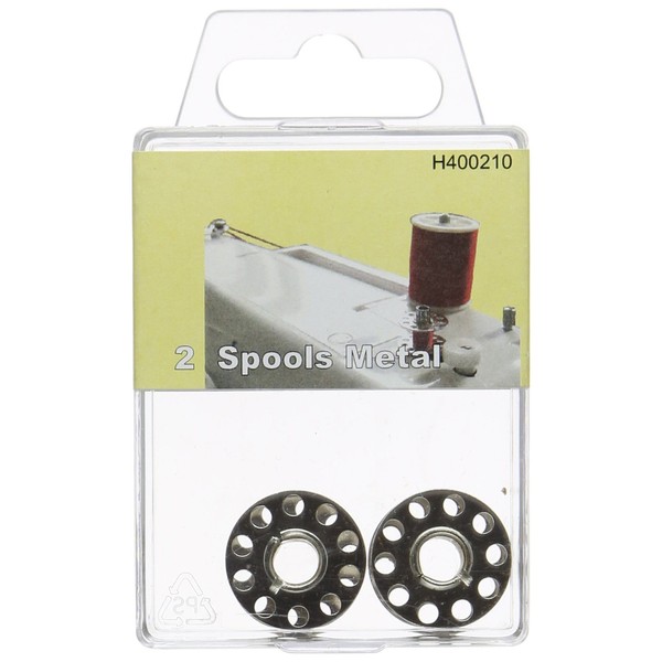 TSL 2 Metal Sewing Machine Spools, Silver, 2 x 1.5 x 2 cm
