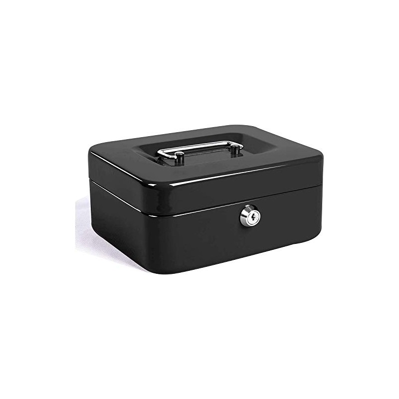 JORSION Locking Medium Steel Cash Box with Money Tray,Lock Box