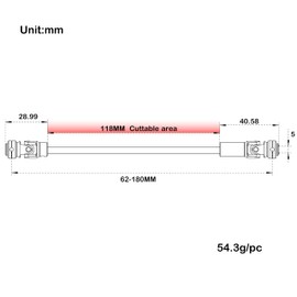 MEUS RACING 2Pcs SCX10 Driveshaft 62-180mm Cut to Length Driveshaft for 1/10 RC Crawler Axial SCX10/Tamiya CCO1/Redcat Gen8 etc..