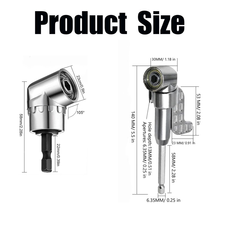 2pcs 105 Degree Right Angle Driver,New Corner Tool Screw Hub