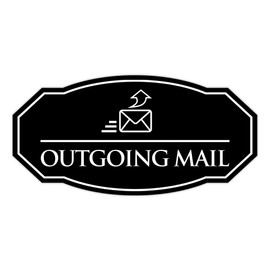 Signs ByLITA Victorian Outgoing Mail Durable ABS Plastic | Laser Engraved | Easy Installation | Elegant Design Sign (Black) - Large