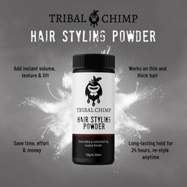 Tribal Chimp Hair Styling Powder for Men & Women – Hair Volumizer & Texture Powder for All Hair Types with Matte Finish – 24H Invisible Hold, Adds Volume & Texture, Non-Sticky and Smells Great – 10g
