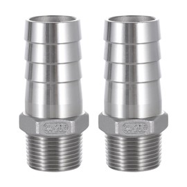 304 Stainless Steel Hose Barb Fitting, 1" Barb to 3/4" NPT Male Thread, Barbed Hose Fittings for Air Water Fuel, 2 Pack
