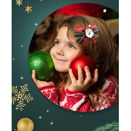 Baby Girls Christmas Hair Bow Clip Red and Green Santa Claus Hair Accessories Alligator Clip Non-slip Winter Xmas Gift(Christmas Reindeer-F)