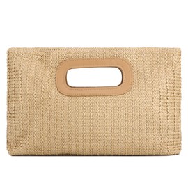 Fecialy Straw Clutch Top Handle Clutch Handbags for Women Raffia Evening Bag Woven Beach Summer Bag Crossbody Purse
