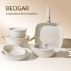BECIGAR 23PCS Ceramic Pots and Pans Set,Nonstick, Removable Handle Pots
