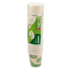 Giostyle 50 Water Cups 200 cc | Paper and PLA | Biodegradable and Compostable