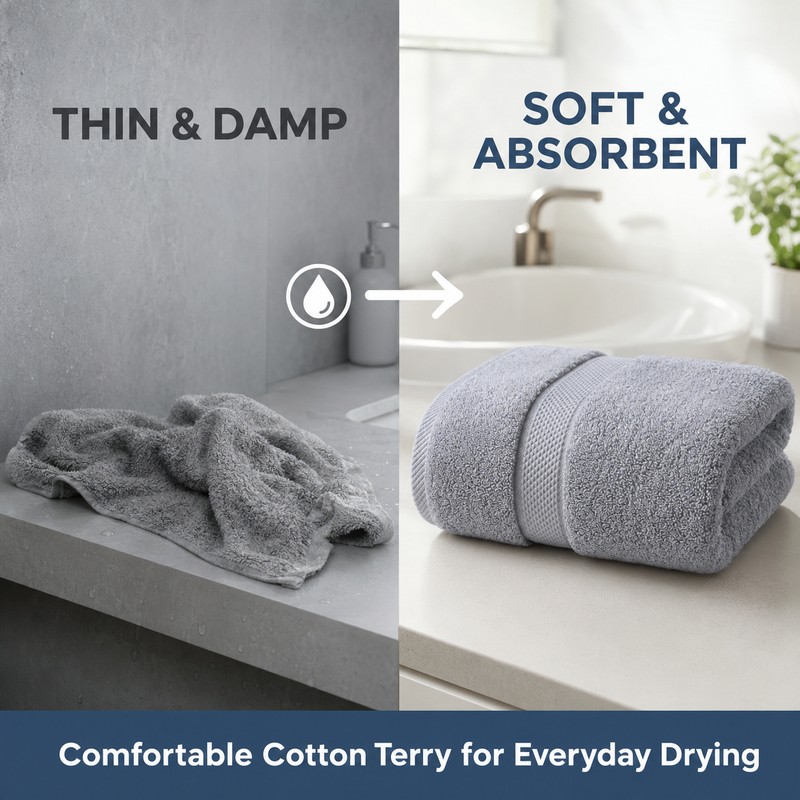 100% Cotton Bath Towel, 70 x 140 cm Large Soft
