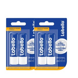 NIVEA Labello Original Lip Balm (4 x 5 ml) Enriched with Natural Oils and Creamy Texture, Lip Care, 24 Hours Persistent Humidity