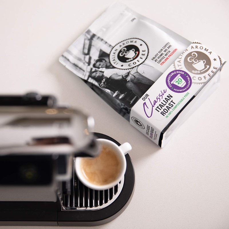 Italian Aroma Coffee in Capsule/Pod form - 20 Compostable Capsules.