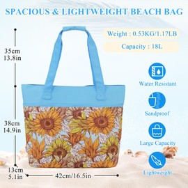 VX VONXURY Women's Beach Bag, Large Beach Bag, XXL Family with Zip, Swimming Bag, Waterproof Tote Bag, Shopper Summer Pool Handbags, Sandproof for Beach, Travel, Pool, Gym, Yellow (sunflower)