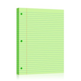Green Loose Leaf Paper 100 Sheets 8" x 10.5" Filler Paper, College Ruled 3-Hole Punched, Notebook Paper for 3-Ring Binders Notepad Writing Note Pads To-Do Lists for Office & School Supplies