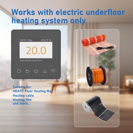 Digital Proframmable Thermostat for Electric Floor Heating Underfloor Heating Thermostat Smart Temperature Controller Black with WIFI